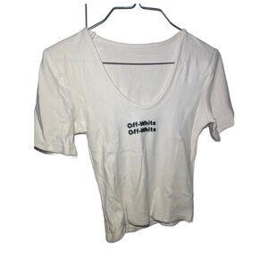 Off-White Black and White Fitted Short Sleeve Tee